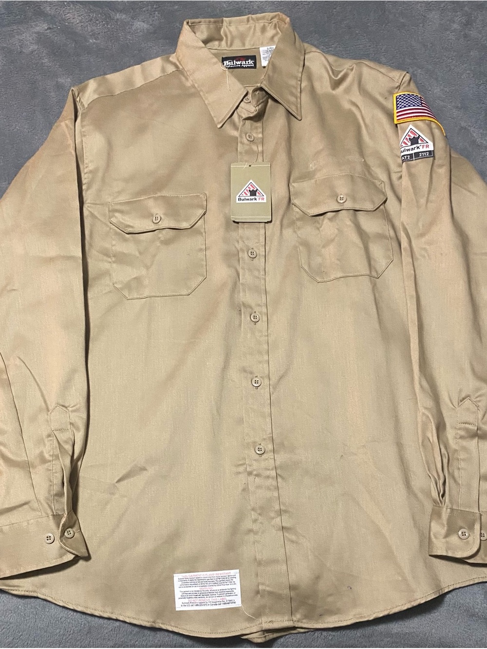 Bulwark FR Men's Tan Button-Down Work Shirt